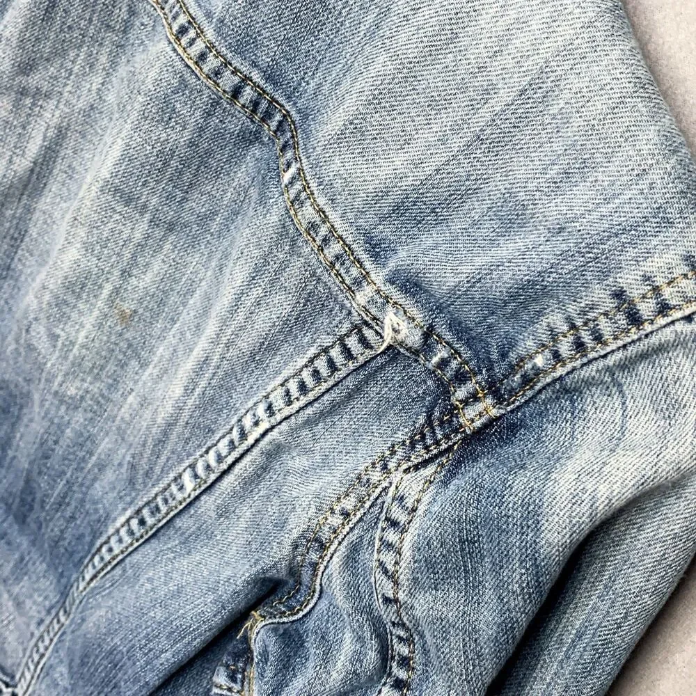 LOGG H&M Blue Faded Vintage Wash Distressed Denim Jacket Women Button Country - Picture 11 of 11